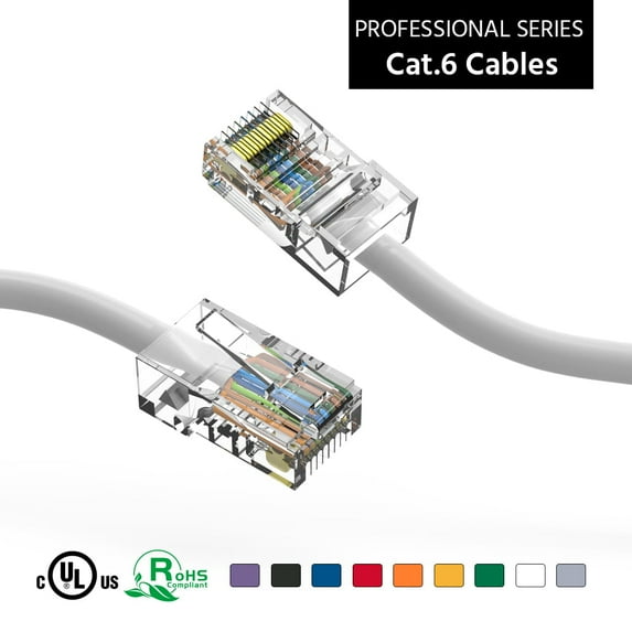 ACCL 100Ft Cat6 UTP Ethernet Network Non Booted Cable White, 5 Pack