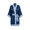 Blue, variant on Women's Satin Kimono Robe, Silky Short Bathrobe with Elegant Border Print, One Size Fits Most (4'11"+, 110-200 lbs), Soft Loungewear for Bridal Parties & Spa, Black