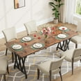 thumbnail image 3 of 70.8 Inch Rectangular Dining Table for 6/8 People, Rustic Brown Large Dining Table with Heavy Duty Metal Legs, 3 of 7