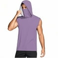 thumbnail image 5 of Xfvqtps Mens Sleeveless Tops with Face Neck Mask Hoodie Pullover Cooling Sun Protection Solid Color Breathable Lightweight Summer Shirts Purple, 5 of 8
