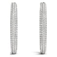 thumbnail image 4 of Boucles d'Oreilles Créoles en Or Blanc 14k avec Pavé à Deux Rangées et Diamants (7 cttw), 4 of 4