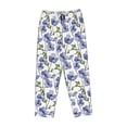 thumbnail image 4 of Naloa Blue Flax Flowers Print Women’s Ultra-Soft Comfy Pajama Lounge Pants with Pockets & Drawstring, 4 of 8