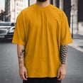 thumbnail image 2 of NinXxx Men's Fashion Short Sleeve Oversize Solid Casual Tee Yellow S, 2 of 4