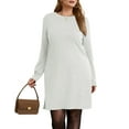 thumbnail image 2 of UVN Vestidos para Mujer Otoño Invierno Manga Larga Cuello Redondo Casual Jersey Sudadera Vestido con Abertura Lateral, 2 of 8