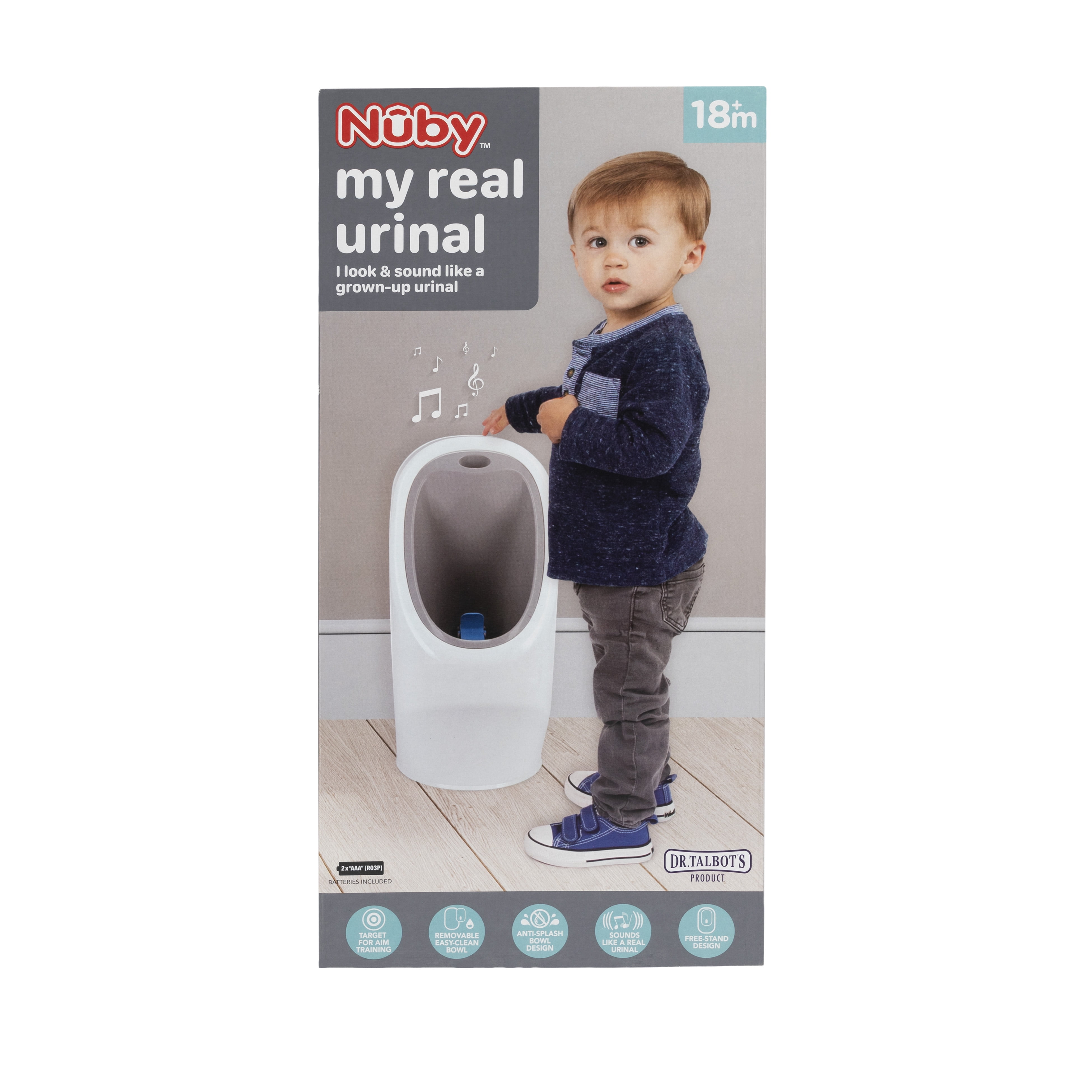 Nuby My Real Urinal Training Toilet with Life-like Flush Button and Sound, White