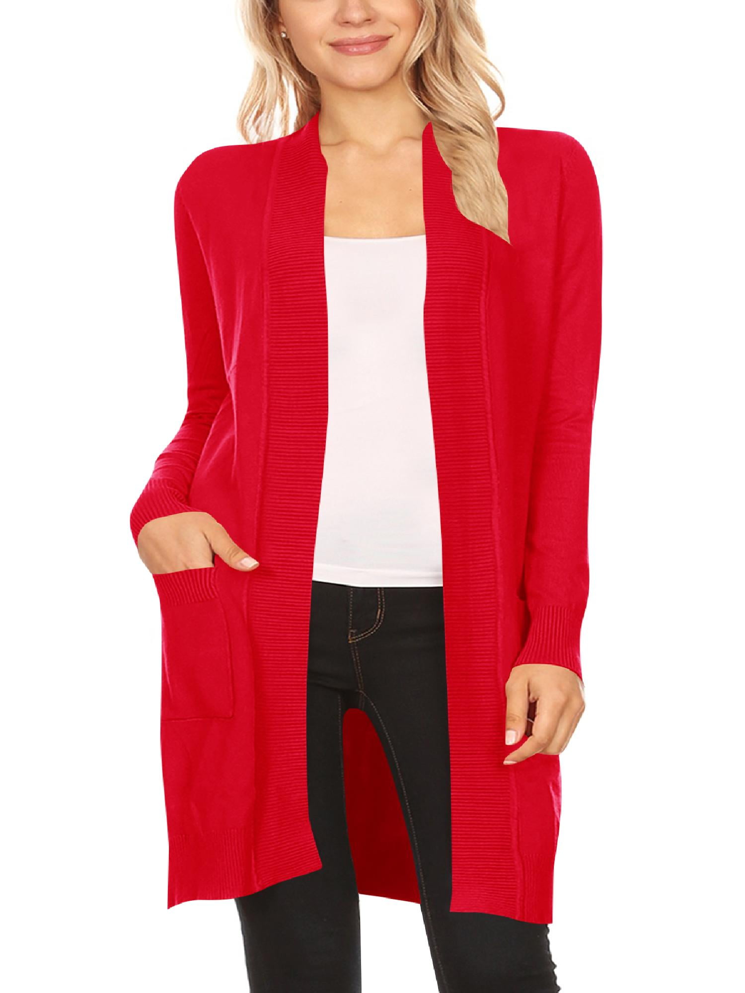 Solid Long Sleeved Open Front Pocket Cardigan main image 1