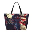 thumbnail image 2 of JUNZAN Watercolor Bald Eagle Pattern Women's Large Beach Bag,Waterproof Sandproof Zipper Beach Tote Bag for Pool Gym Grocery Travel with Wet Pocket, 2 of 7