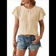 thumbnail image 2 of Blusa Tipo Túnica Holgada Informal Elegante de Verano para Mujer, con Cuello Plisado y Corta Albaricoque L, 2 of 10