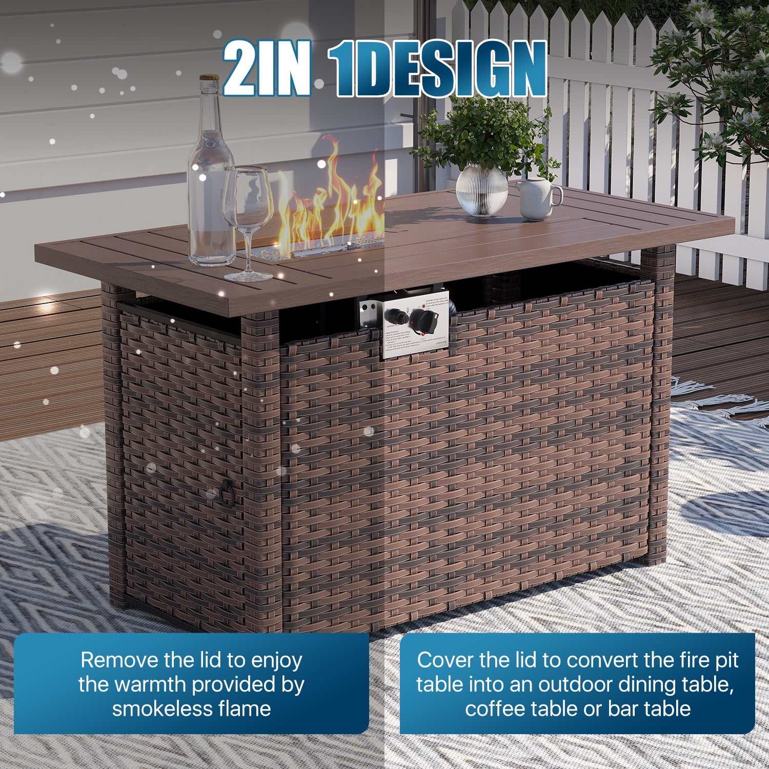 Sunmthink 12-Piece Outdoor Patio Furniture, Patio Furniture Sets with Fire Pit, Wicker Outdoor Conversation Set and Waterproof Cover
