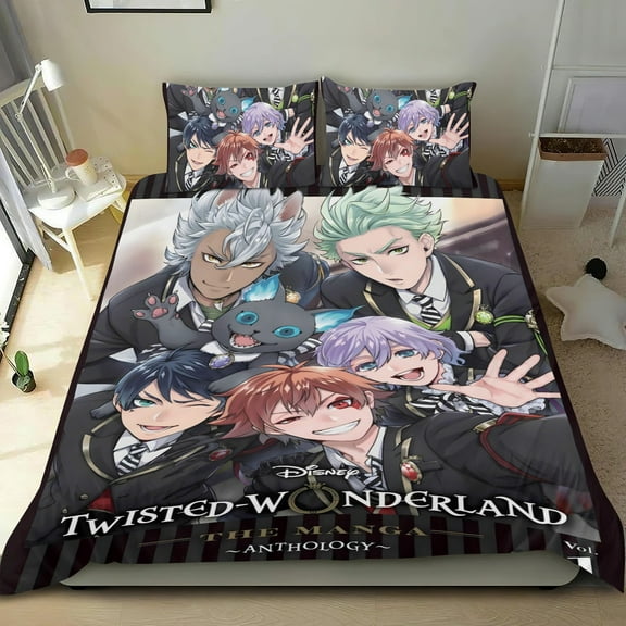 Twisted Wonderland Themed Bed Sheet Set Three Piece Set 36x75 Inches Comfortable And Skin Friendly Unique Design Creating A Star Studded Night