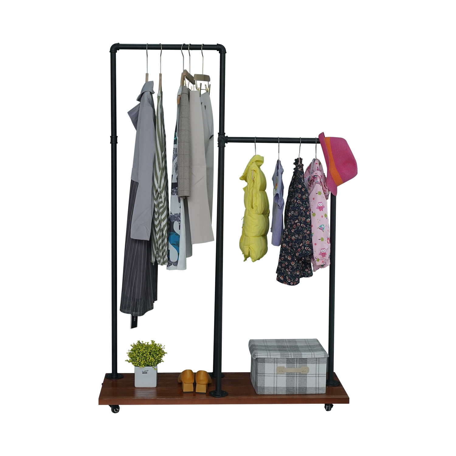 Industrial Garment Rack, Rolling Clothing Rack on Wheels, Heavy Duty