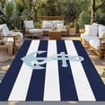 thumbnail image 2 of Navy Blue Striped Outdoor Rug 5x8 Ft - Reversible Patio Rug Outdoor Camping Rugs, Blue Anchor Nautical Farmhouse Washable Indoor Outdoor Area Rugs, Non-Slip Outdoor Carpet Runner for Deck/Porch, 2 of 8