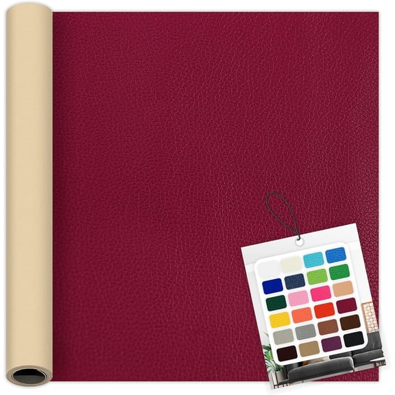 Burgundy Leather Repair Patch, 39.3 x 19.6 Inch Self Adhesive Leather Repair Tape, Large Vinyl Leather Repair Kit for Furniture, Car Seats, Sofats, Couch, Office Chair