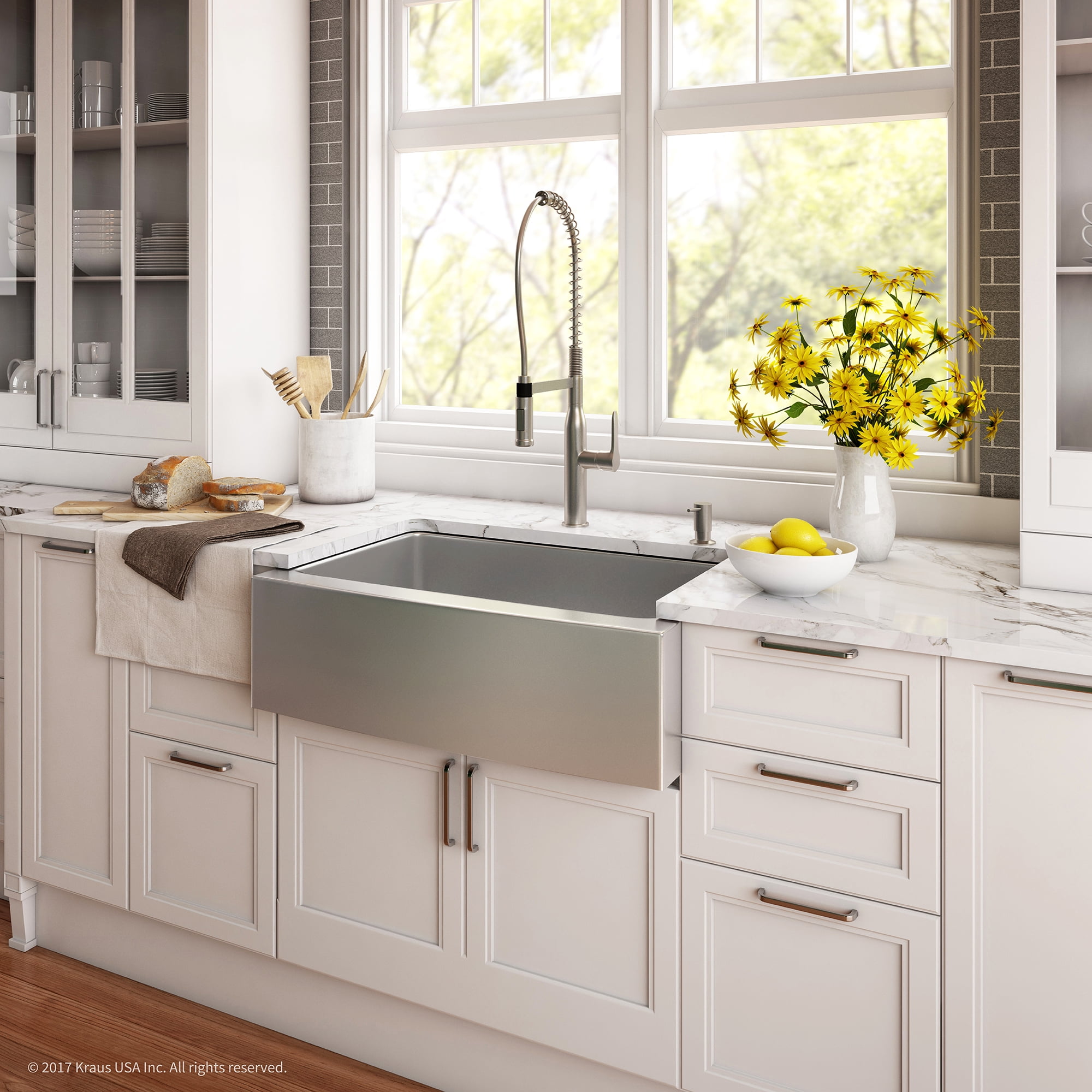 Kraus KHF200-30-1650-41 Kitchen Combo 29-3/4" Farmhouse Single Basin 16 Gauge Stainless