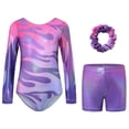 thumbnail image 2 of Tiijoy Girls Long Sleeve Leotard Shorts Scrunchie 3Pcs Set for Gymnastics Dance, Sizes 9-10, 2 of 8