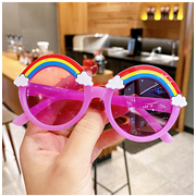 SAYDY Children's sunglasses cute cartoon rainbow baby glasses boys and girls personality sunglasses---Purple