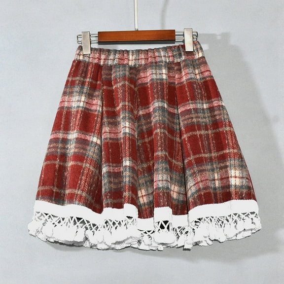 Short Skirts for Women On Under $10 Fashion High Waist Wool Skirt High Elasticity Waistband Short Skirt