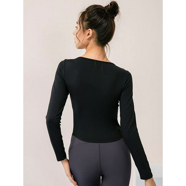 Long Sleeve Workout Shirts for Women,Moisture Wicking Sun Protection Long  Sleeve Athletic T-Shirts for Women Running