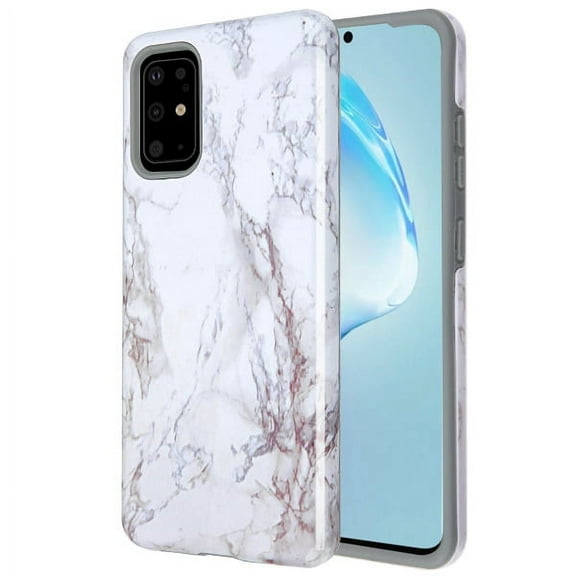 Samsung Galaxy S20 PLUS (6.7") Phone Case Slim Hybrid Armor impact [Shock Absorption] Rubber Dual Layer Rugged Protective TPU PC Bumper Frame WHITE MARBLING PATTERN Cover for Samsung Galaxy S20 