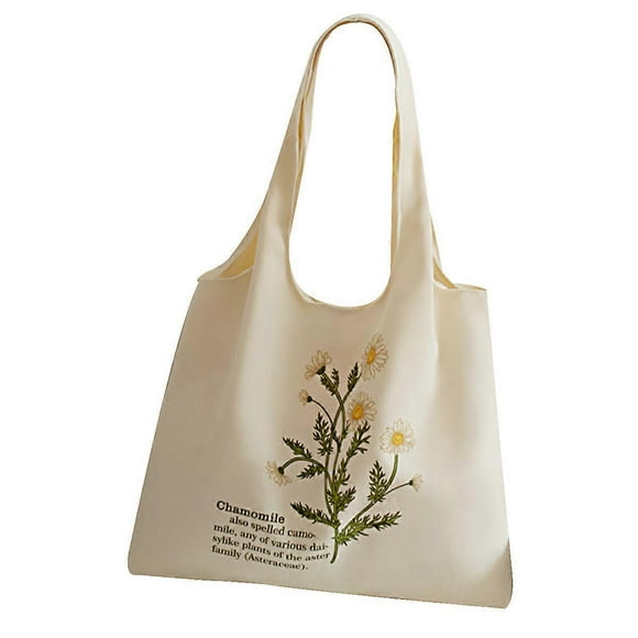 Canvas Tote Bag White Aesthetic Personalized Custom Reusable Grocery Bags Floral Line Art Shopping Shoulder Bag