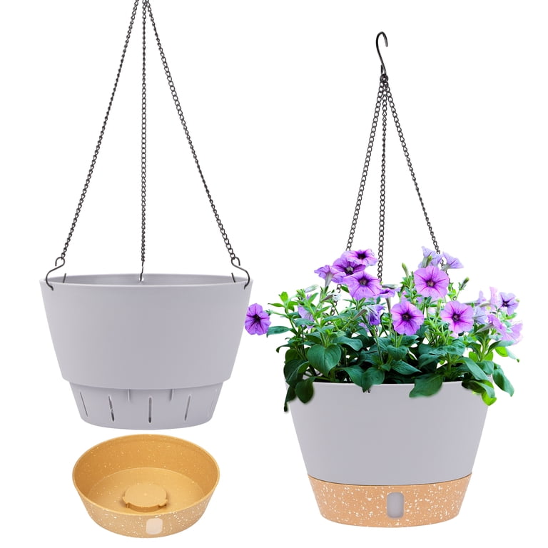 Hanging Planters, 8 Inch, Light Grey, 2-Pack photo 1