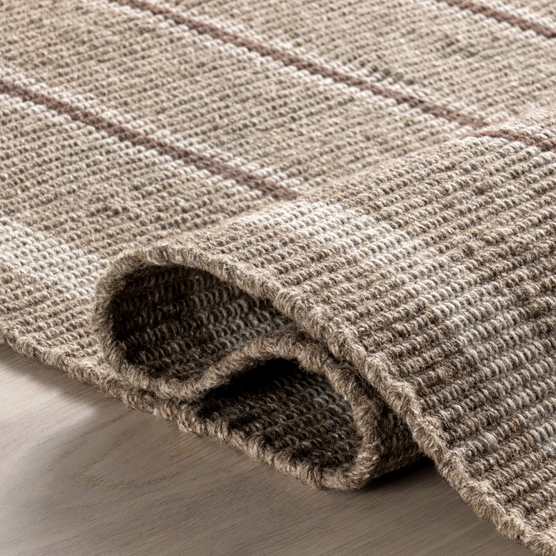 Rugs USA Toluca Striped Wool Area Rug, 9' 6" x 13' 6", Toluca Taupe