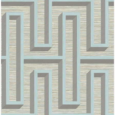 Advantage Henley Light Blue Geometric Grasscloth Wallpaper