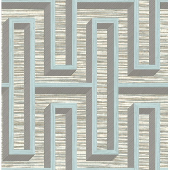 Advantage Henley Light Blue Geometric Grasscloth Wallpaper
