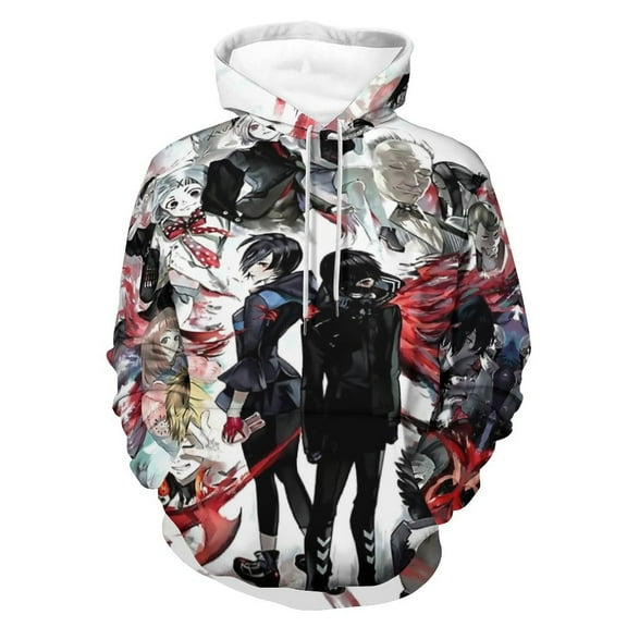 Unisex 3D Printed Tokyo Ghoul Hoodies Long Sleeve Sweatshirts for Men Women with Big Pockets