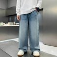 thumbnail image 2 of CONZONE Boys Baggy Jeans Wide Leg Casual Jeans for Child Y2K Elastic Waist Fall Streetwear Denim Pants with Pockets, 2 of 8