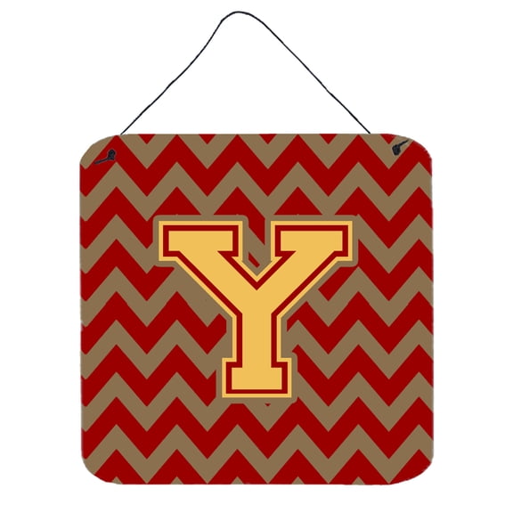 Letter Y Chevron Garnet and Gold Wall or Door Hanging Prints