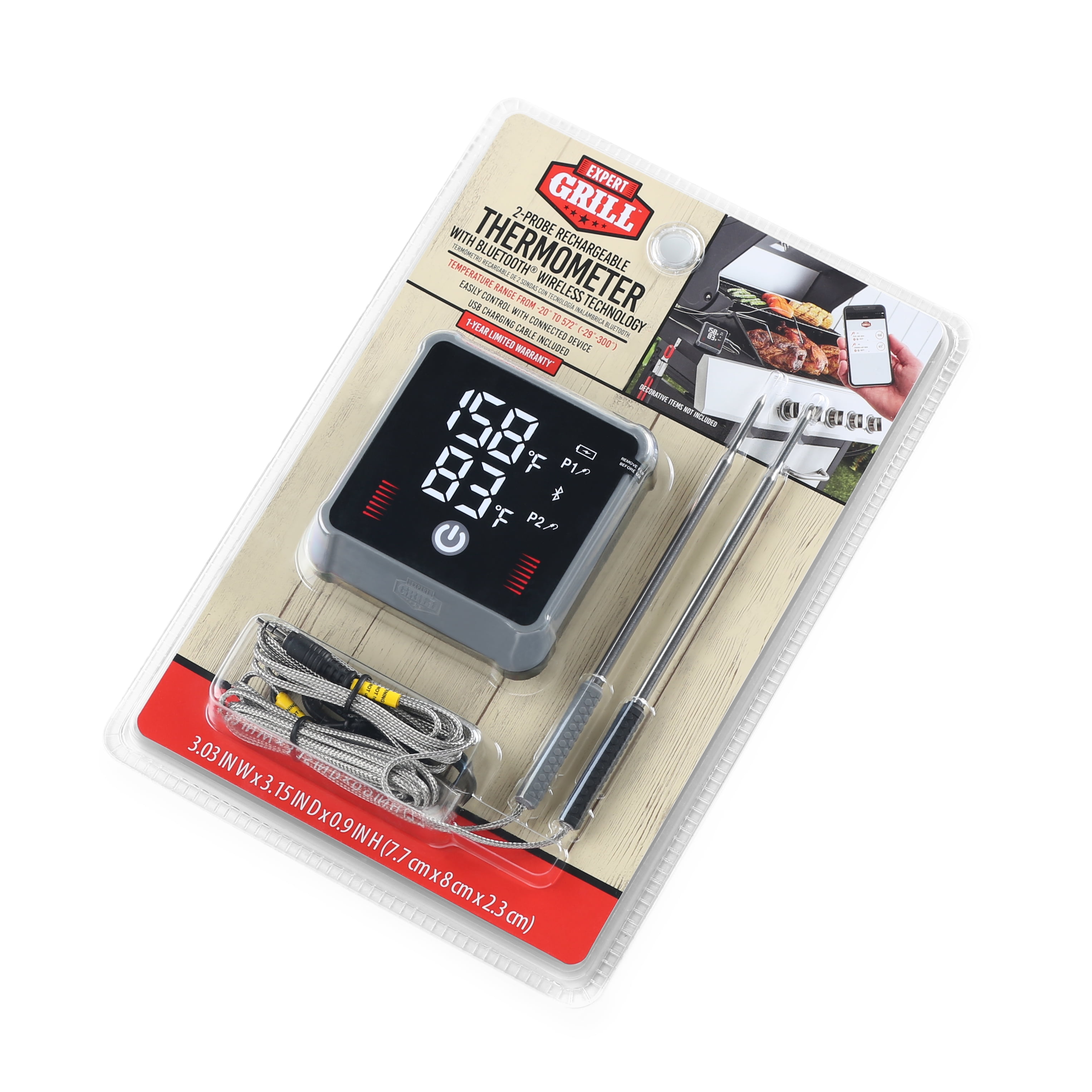 Expert Grill Four Probes Waterproof BBQ Grilling Thermometer