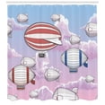 thumbnail image 3 of Steampunk Shower Curtain, Vintage Airships and Zeppelins Flying Traveling in the Cloudy Sky Doodle Image, Fabric Bathroom Set with Hooks, 69W X 84L Inches Extra Long, Multicolor, by Ambesonne, 3 of 3