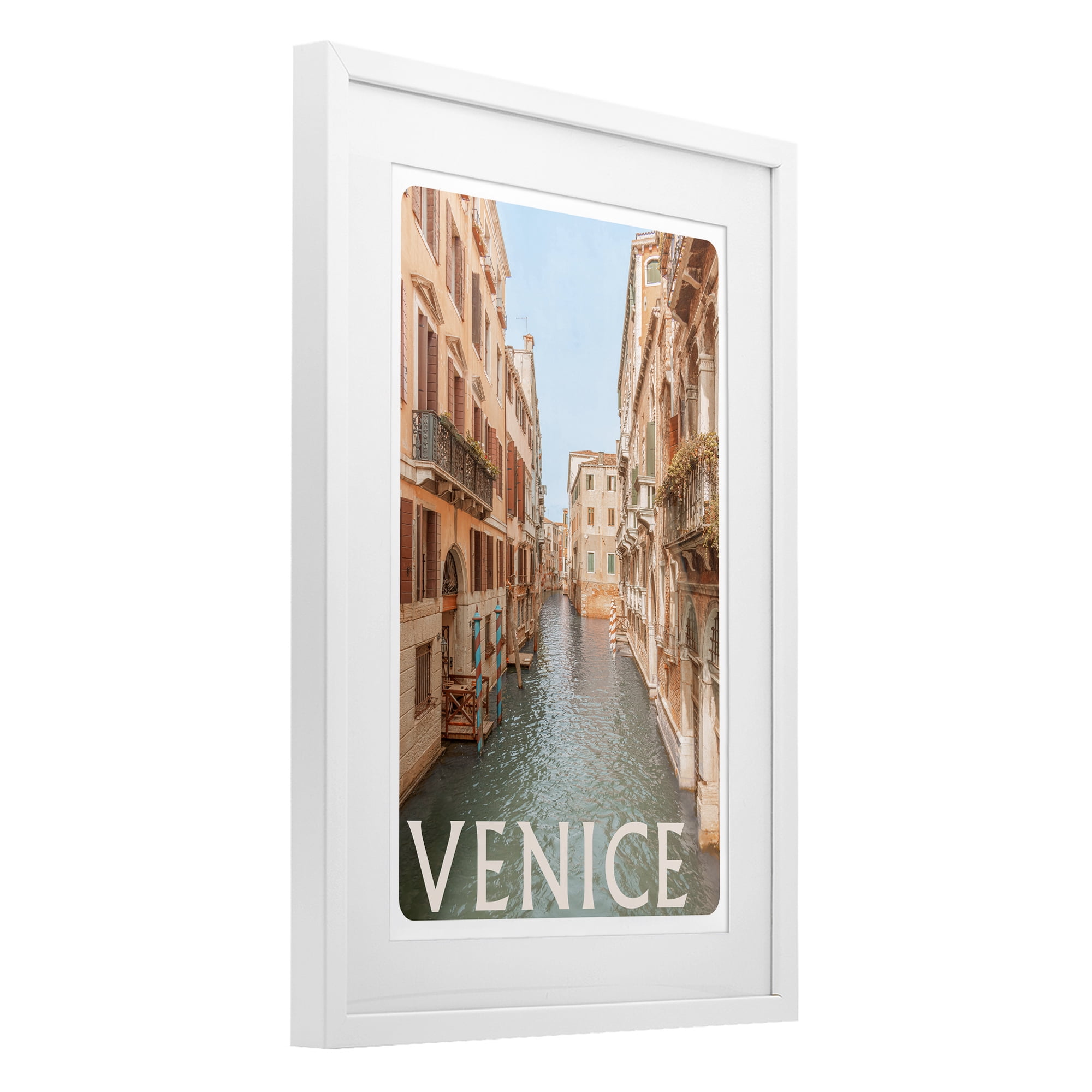 Stupell Industries Venice Canal Waterway White Framed Print Under Glass, design by Erin Marie
