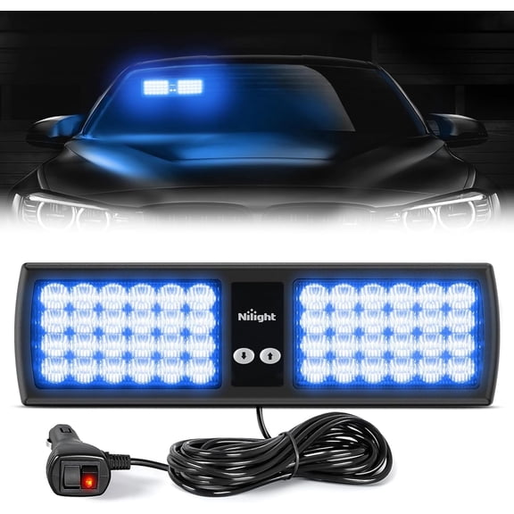 Nilight Blue 48Led Strobe Lights Interior Windshield Emergency Warning Lights for Truck