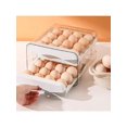 thumbnail image 1 of 1pc 32-Grid Grey Refrigerator Egg Storage Box Drawer Type Fresh-Keeping Container With Double Layers, Stackable, 1 of 4
