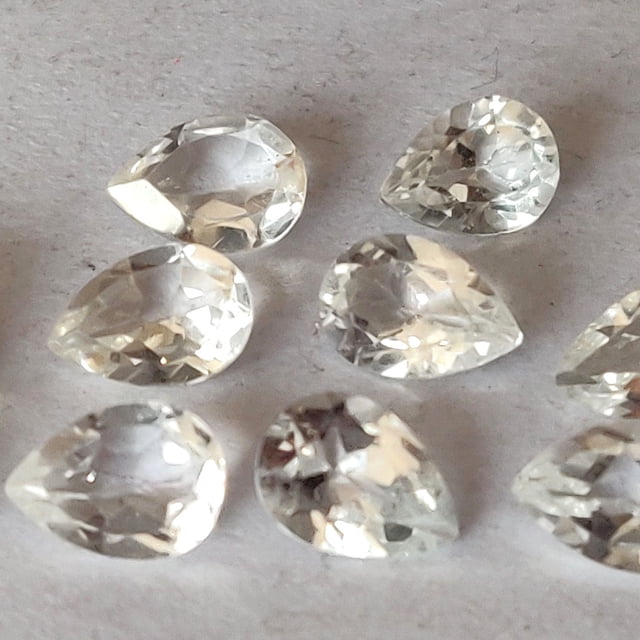 Topacio Blanco Natural Corte Pera 3x5mm a 8x12 mm Facetados - Topacio Blanco Suelto Corte Pera Sincero Hogar