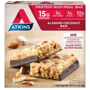 Atkins Almond Coconut Bar, 1.7oz, 5-pack (Meal Replacement)