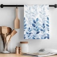 thumbnail image 2 of Blue Leaf Kitchen Towel Dish Cloths Set of 3, Microfiber Soft Kitchen Hand Towels, Watercolor Country Plant Monochrome Branch Absorbent Quick Drying Dishcloths 18 x 28 Inches, 2 of 8