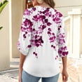 thumbnail image 5 of Womens 3/4 Length Sleeve Tunic Tops Casual V Neck Shirts Business Work Blouses Trendy Flowy Tees, Size: S-2XL, 5 of 6
