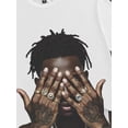 thumbnail image 3 of Casual Simple Hip-Hop Fingerprint & Portrait Print Loose Round Neck Short Sleeve T-Shirt  | Three colors  S-5XL SIZE, 3 of 5