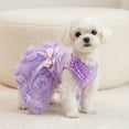 thumbnail image 6 of Purple Satin Dog Tutu Dress with Flower Decoration, S Size, Pet Formal Party, 6 of 8