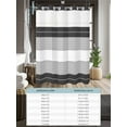 thumbnail image 6 of No Hook Cloth Fabric Shower Curtain with Snap in Liner, Black Grey Stripe Waterproof Shower Curtains Set with See Through Top Window, Modern Art Horizontal Striped Bath Curtains Shower 72"x78", 6 of 6