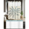 thumbnail image 6 of No Hook Cloth Fabric Shower Curtain with Snap in Liner, Summer Palm Trees Waterproof Shower Curtains Set with See Through Top Window, Tropical Plants Vintage Wood Grain Bath Curtains Shower 72"x84", 6 of 6