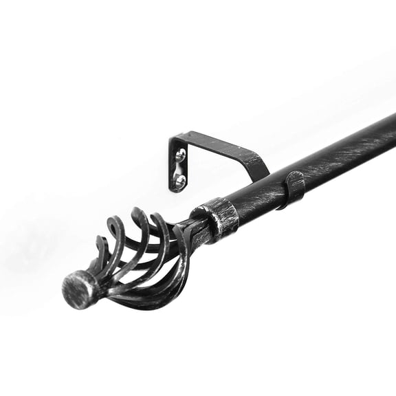 Decotex Adjustable 5/8" Window Curtain Rod Available in Many Decorative Designs, Colors, and Sizes (48" - 84", Twisted Cage, Black/Silver)