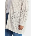 thumbnail image 2 of Terra & Sky Women's Plus Size Chenille Crochet Cardigan Sweater, Midweight, Sizes 0X-5X, 2 of 5