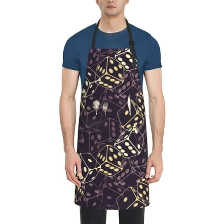

Vsdgher Dice Waterproof Apron with 2 Pockets Kitchen Chef Aprons Bibs for Grooming Cooking Baking Painting Gardening