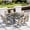 Brown, variant on BUPPLEE 9-Piece Outdoor Dining Set for 8 with Swivel Chairs, Square Metal Table with Umbrella Hole for Patio, Deck and Backyard