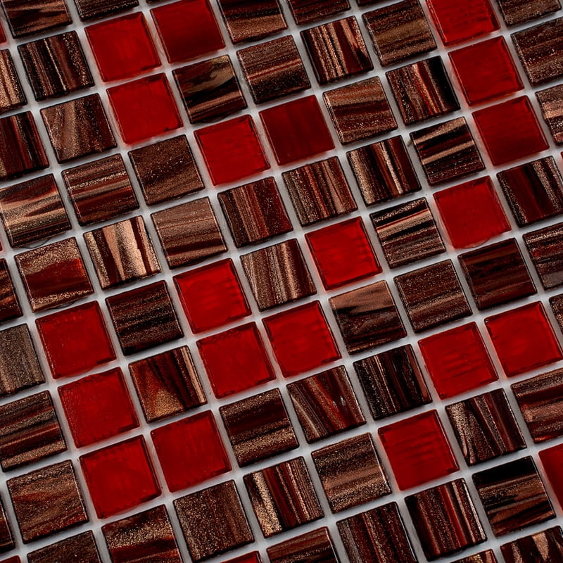 Mingles 12 in. x 12 in. Glossy Berry Red Glass Mosaic Wall and Floor Tile (20 sq. ft./case) (20-pack)