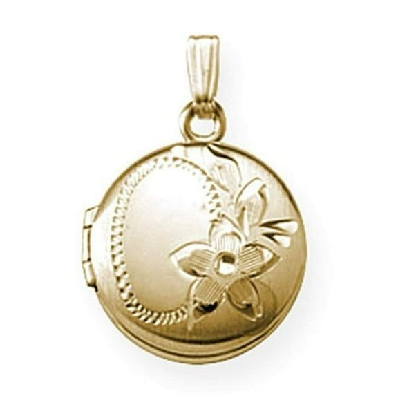 Picturesongold.Com 14K Yellow Gold Filled Small Round Locket Pendants Necklaces with Chain Unisex Adult - 2/3 inch x 2/3 inch
